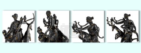 Foto de Escultura de Artemisa e Ifigenea - Busto de Retrato Renacentista en Mármol Negro y Gol - Imagen libre de derechos