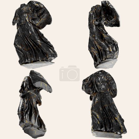Foto de Estatua G, Artemisa - Busto de Retrato Renacentista en Mármol Negro y Gol - Imagen libre de derechos