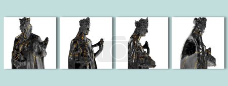 Téléchargez les photos : Sculpture de Jean-Baptiste Donatello - Buste de portrait Renaissance en marbre noir et gol - en image libre de droit
