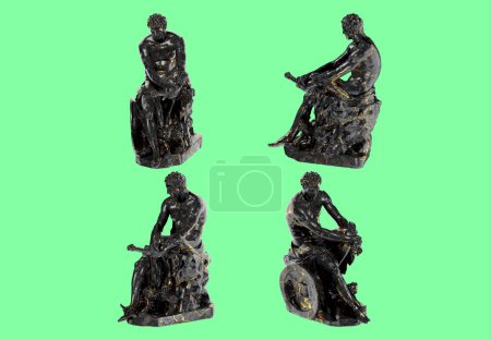 Téléchargez les photos : Ludovisi Ares - Buste portrait Renaissance en marbre noir et gol - en image libre de droit
