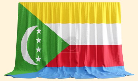 Photo for Comorian Flag Curtain in 3D Rendering Celebrating Comorian Heritag - Royalty Free Image