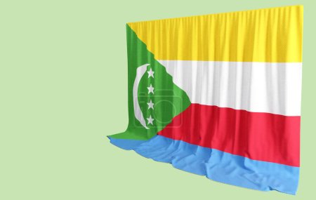 Photo for Comorian Flag Curtain in 3D Rendering Celebrating Comorian Heritag - Royalty Free Image
