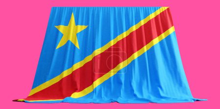 Photo for Congolese Flag Curtain in 3D Rendering Celebrating Congolese Identit - Royalty Free Image