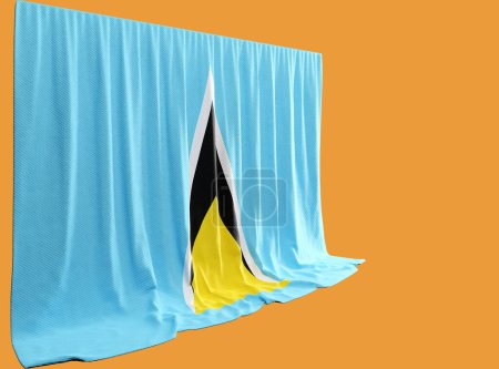 Photo for Saint Lucia Flag Curtain in 3D Rendering called Flag of Saint Luci - Royalty Free Image