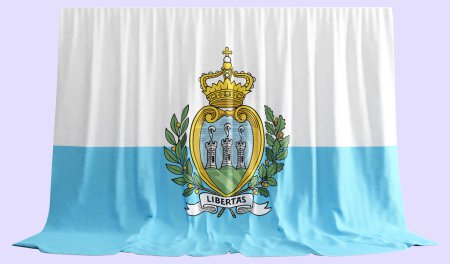 Foto de Cortina de Bandera de San Marino en 3D llamada Bandera de San Marín - Imagen libre de derechos