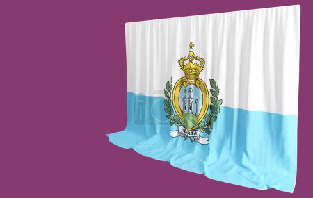 Foto de Cortina de Bandera de San Marino en 3D llamada Bandera de San Marín - Imagen libre de derechos
