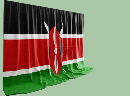 Photo for Swahili Flag Curtain in 3D Rendering Embracing Kenya's Natural Beaut - Royalty Free Image