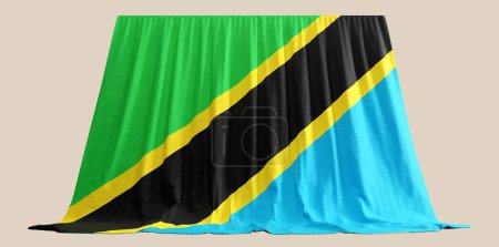 Photo for Tanzania Flag Curtain in 3D Rendering called Flag of Tanzani - Royalty Free Image
