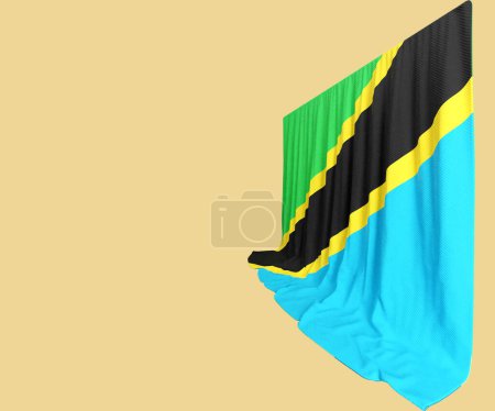Photo for Tanzania Flag Curtain in 3D Rendering called Flag of Tanzani - Royalty Free Image
