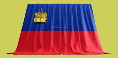 Téléchargez les photos : Rideau de drapeau du Liechtenstein en 3D rendant le beaut naturel du Liechtenstein - en image libre de droit