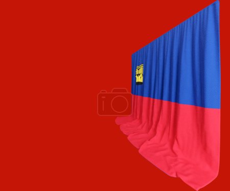 Téléchargez les photos : Rideau de drapeau du Liechtenstein en 3D rendant le beaut naturel du Liechtenstein - en image libre de droit