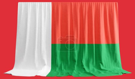 Photo for Malagasy Flag Curtain in 3D Rendering Madagascar's Cultural Diversit - Royalty Free Image