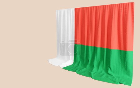Photo for Malagasy Flag Curtain in 3D Rendering Madagascar's Cultural Diversit - Royalty Free Image
