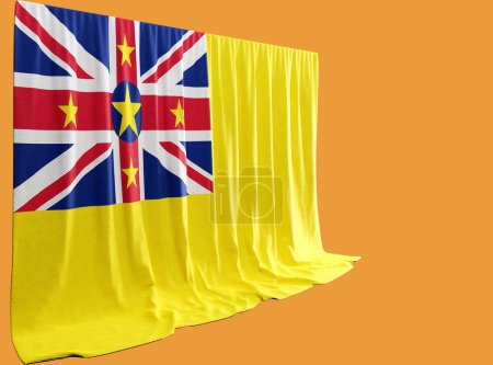 Photo for Niue Flag Curtain in 3D Rendering Showcasing Niue's Natural Beaut - Royalty Free Image