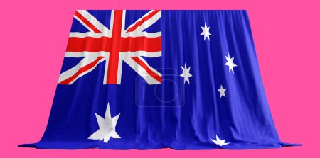 Téléchargez les photos : Rideau de drapeau australien en 3D rendant la diversité de l'Australie Fabri - en image libre de droit