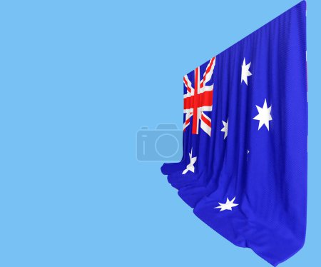 Téléchargez les photos : Rideau de drapeau australien en 3D rendant la diversité de l'Australie Fabri - en image libre de droit