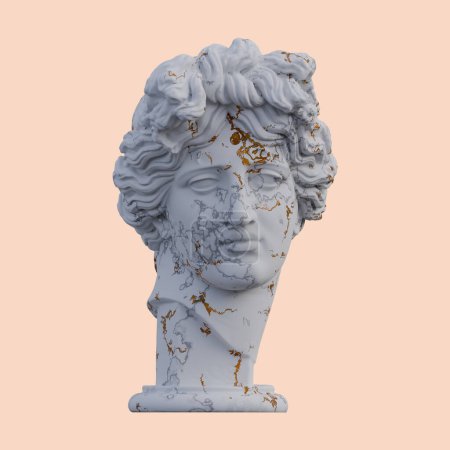 Apollo Giustiniani statue, 3d renders, isolated, perfect for your desig