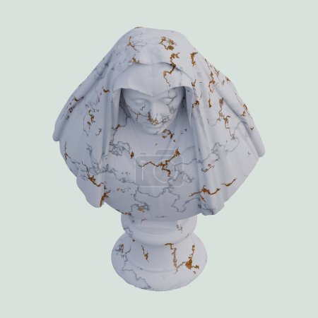  Bust of Camilla Barbadori statue, 3d renders, isolated, perfect for your desig