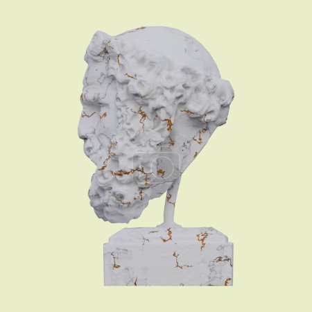 Estatua de hombre barbudo, 3d renders, aislado, perfecto para su deseo