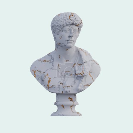 pantera de piel sobre la estatua del hombro, 3d renders, aislado, perfecto para su deseo