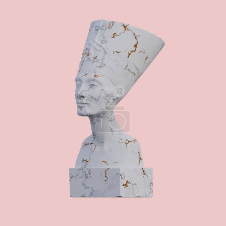Photo for Prortrait of Nefertiti  statue, 3d renders, isolated, perfect for your desig - Royalty Free Image