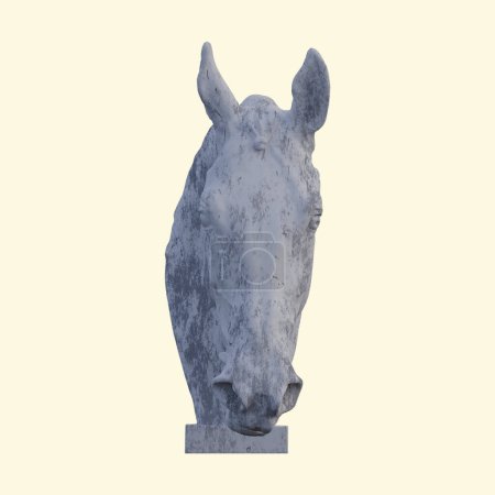 Cabeza de un caballo estatua, 3d renders, aislado, perfecto para su deseo