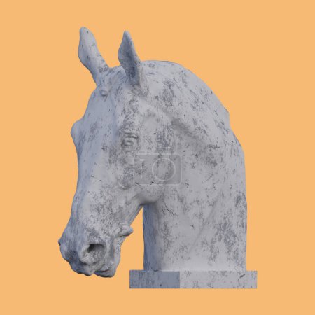 Foto de Cabeza de un caballo estatua, 3d renders, aislado, perfecto para su deseo - Imagen libre de derechos