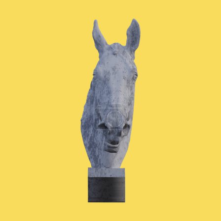Kopf eines Pferdes Statue, 3D-Renderings, isoliert, perfekt für Ihre desig