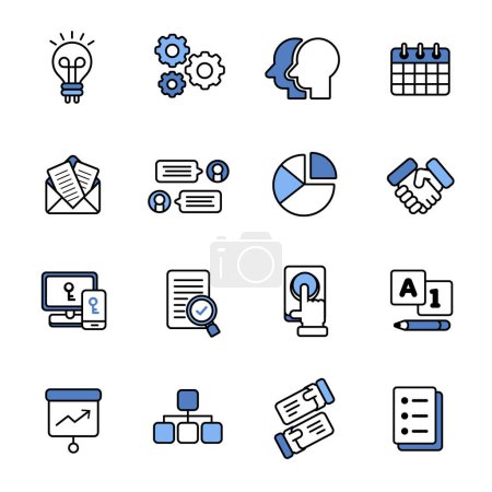 Ilustración de Iconos de negocio conjunto ilustración estrategia del cliente trabajo en equipo ilustración vector dibujado - Imagen libre de derechos