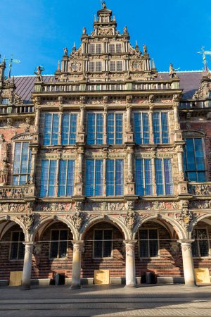 Photo for Marktplatz or market square in the historical centre of the medieval Hanseatic City of Bremen, Germany Jily 15, 2021. - Royalty Free Image