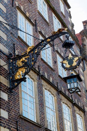 Photo for Marktplatz or market square in the historical centre of the medieval Hanseatic City of Bremen, Germany Jily 15, 2021. - Royalty Free Image