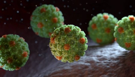 Foto de El virus del papiloma humano (VPH) es un virus del ADN de la familia del virus del papiloma. Ilustración 3D - Imagen libre de derechos