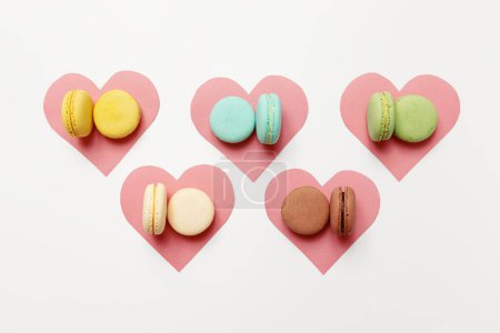 Photo for Variety of colorful french sweet dessert macarons with different fillings. - Royalty Free Image