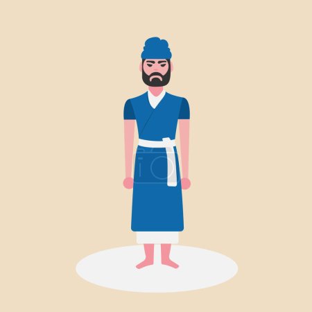 Ilustración de Un hombre indio santo hindú.Pandit indio, Swami, Pujari, gurú vistiendo ropas tradicionales.Vector Ilustración. - Imagen libre de derechos