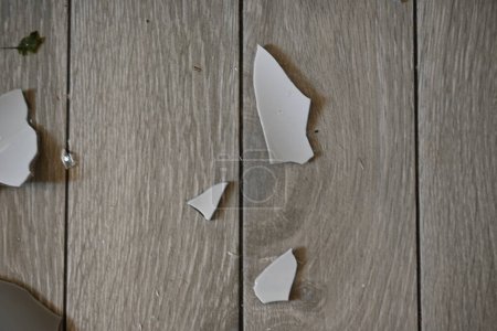 Foto de Fragmentos de un jarrón en el suelo gris, las secuelas de un pepinillo, fragmentos de un jarrón roto en el suelo - Imagen libre de derechos