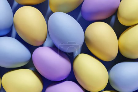 Téléchargez les photos : 3d render of cute pastel colored Easter egg pattern for your spring holiday project - en image libre de droit