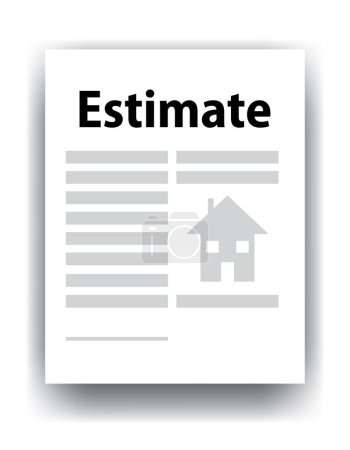 Paper document with estimate text and house symbol