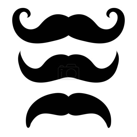 Illustration for Set of black moustaches isolated on white background - Royalty Free Image
