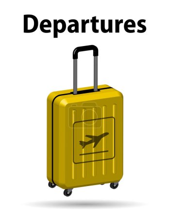 Illustration for Yellow suitcase with departures lettering - Royalty Free Image