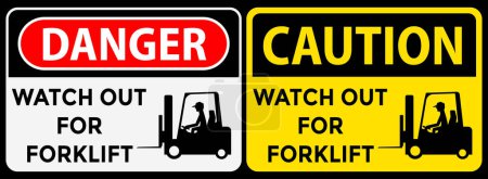 Illustration for Road signs - watch out for forklift, danger and caution - Royalty Free Image