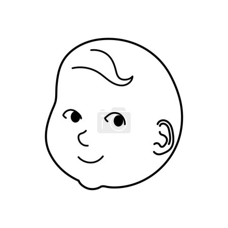 Téléchargez les illustrations : Icône de ligne de visage bébé - en licence libre de droit