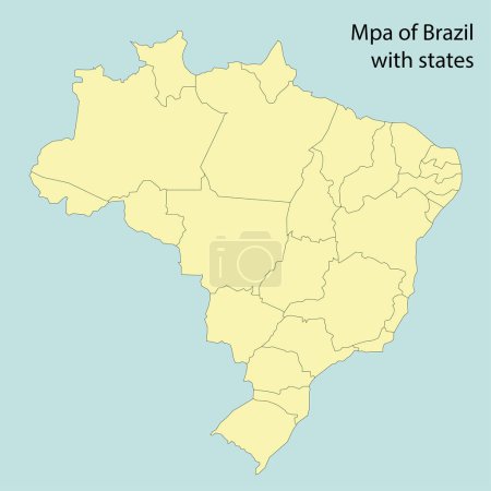 Ilustración de Mapa de Brasil con estados, ilustración vectorial - Imagen libre de derechos