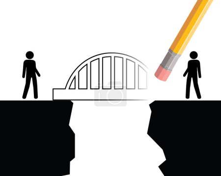 Illustration for Erasing bridge between two people, vector illustration - Royalty Free Image