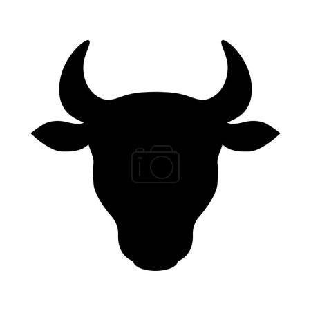 Téléchargez les illustrations : Tête de taureau ou de vache noir et blanc, silhouette, illusion vectorielle - en licence libre de droit