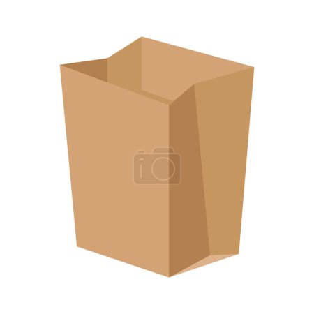 Brown paper bag opened and empty, vector illustration