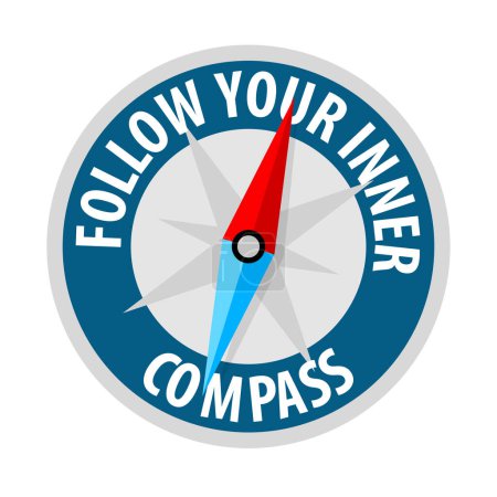 Illustration for Follow your inner compass, vector illustration - Royalty Free Image
