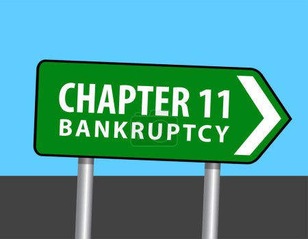 Illustration for Chapter 11 bankruptcy, road sign, vector illustration - Royalty Free Image