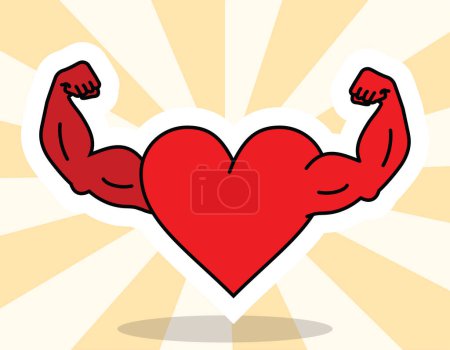 strong heart, builder hands, vector illustration