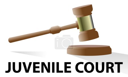Illustration for Juvenile court, judge gavel, vector illustration - Royalty Free Image