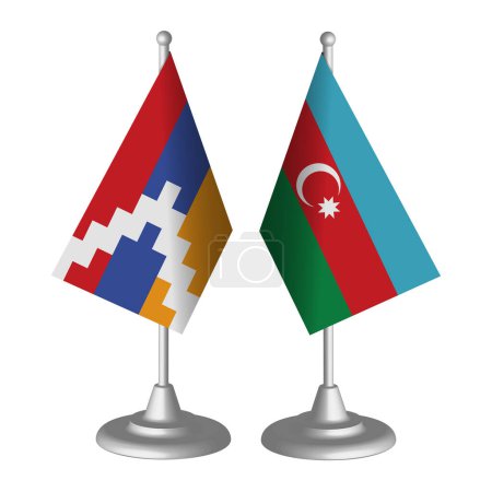 Illustration for Table flags, Nagorno-Karabakh and Azerbaijan, vector illustration - Royalty Free Image
